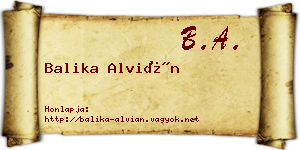 Balika Alvián névjegykártya